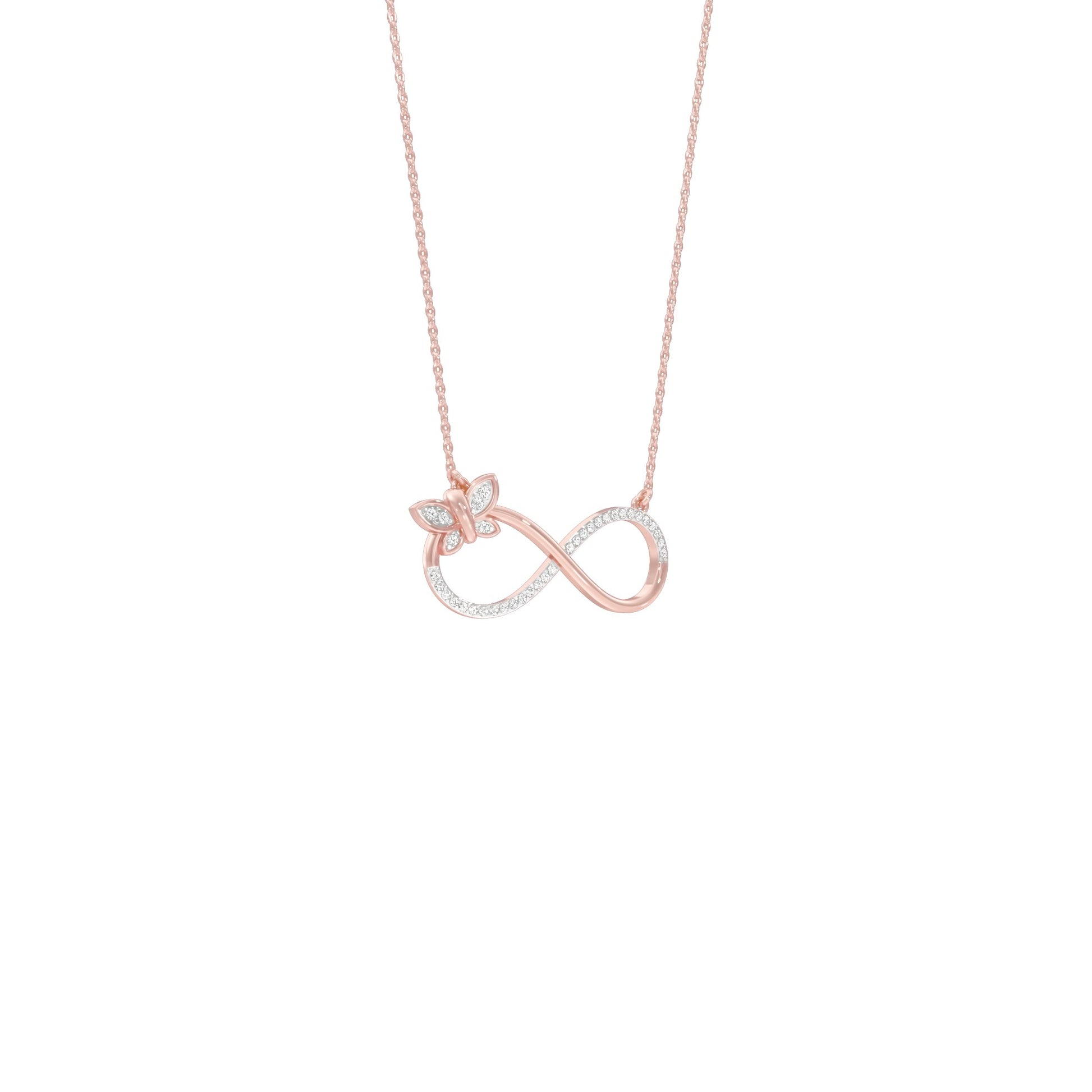 Butterfly Infinity Diamond Pendant 18 KT / Rose Gold
