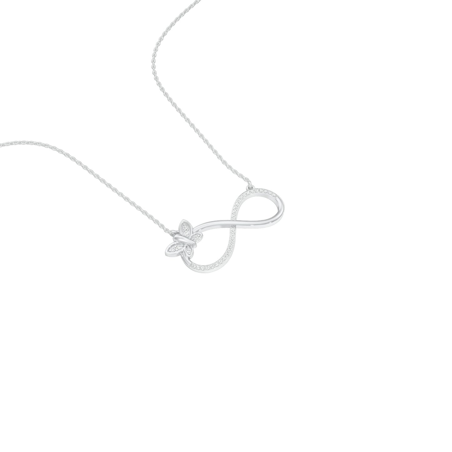 Butterfly Infinity Diamond Pendant 18 KT / White Gold