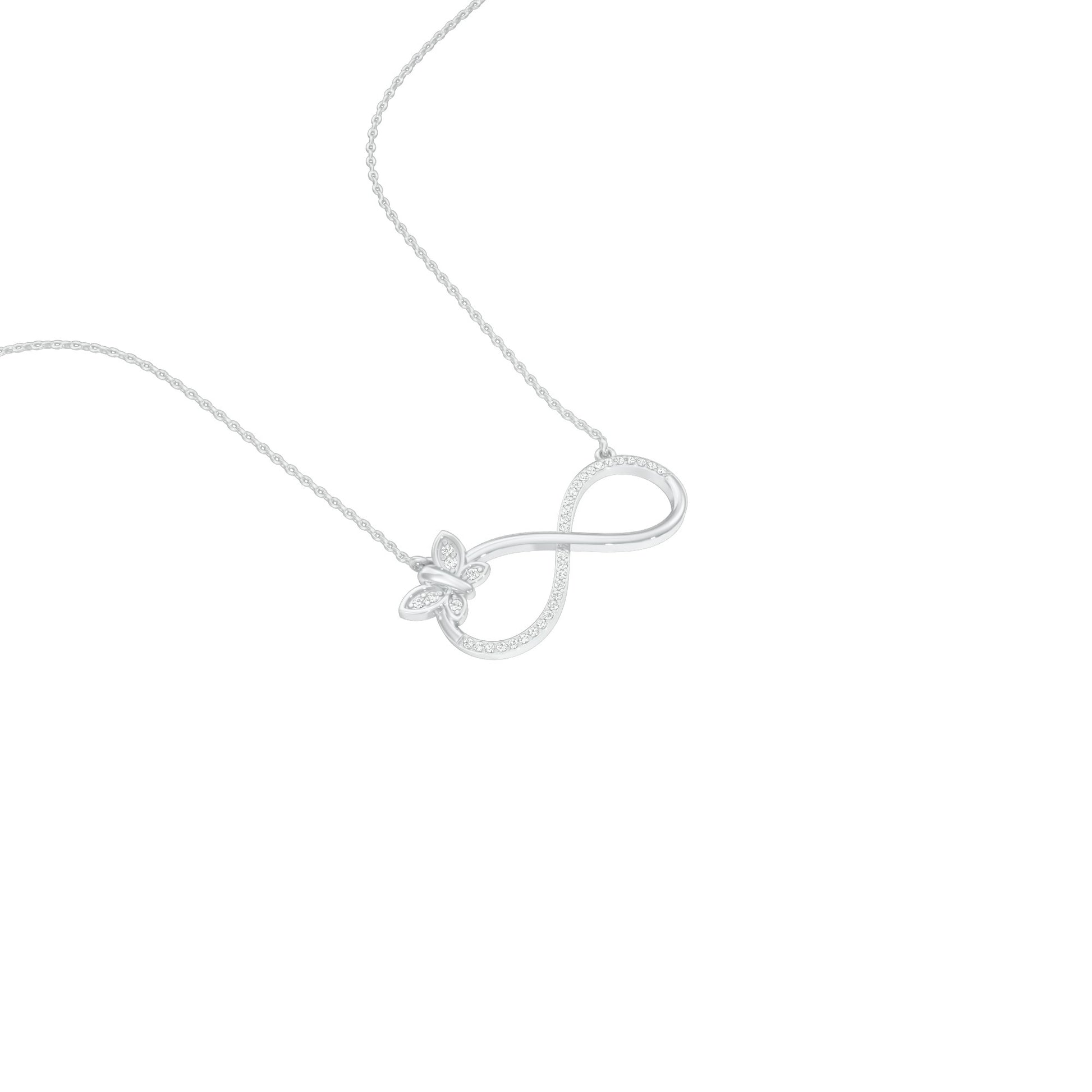 Butterfly Infinity Diamond Pendant 18 KT / White Gold