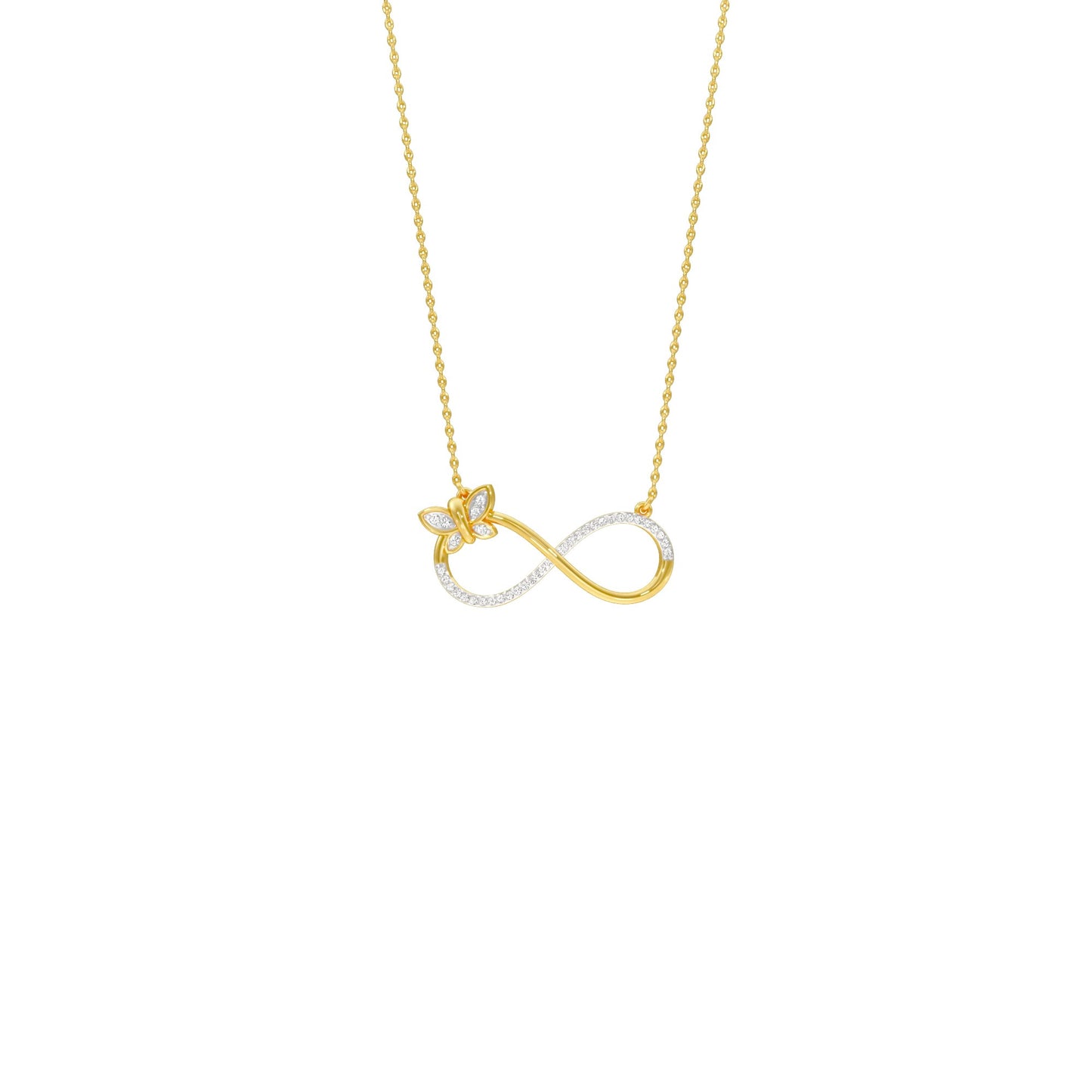 Butterfly Infinity Diamond Pendant 18 KT / Yellow Gold