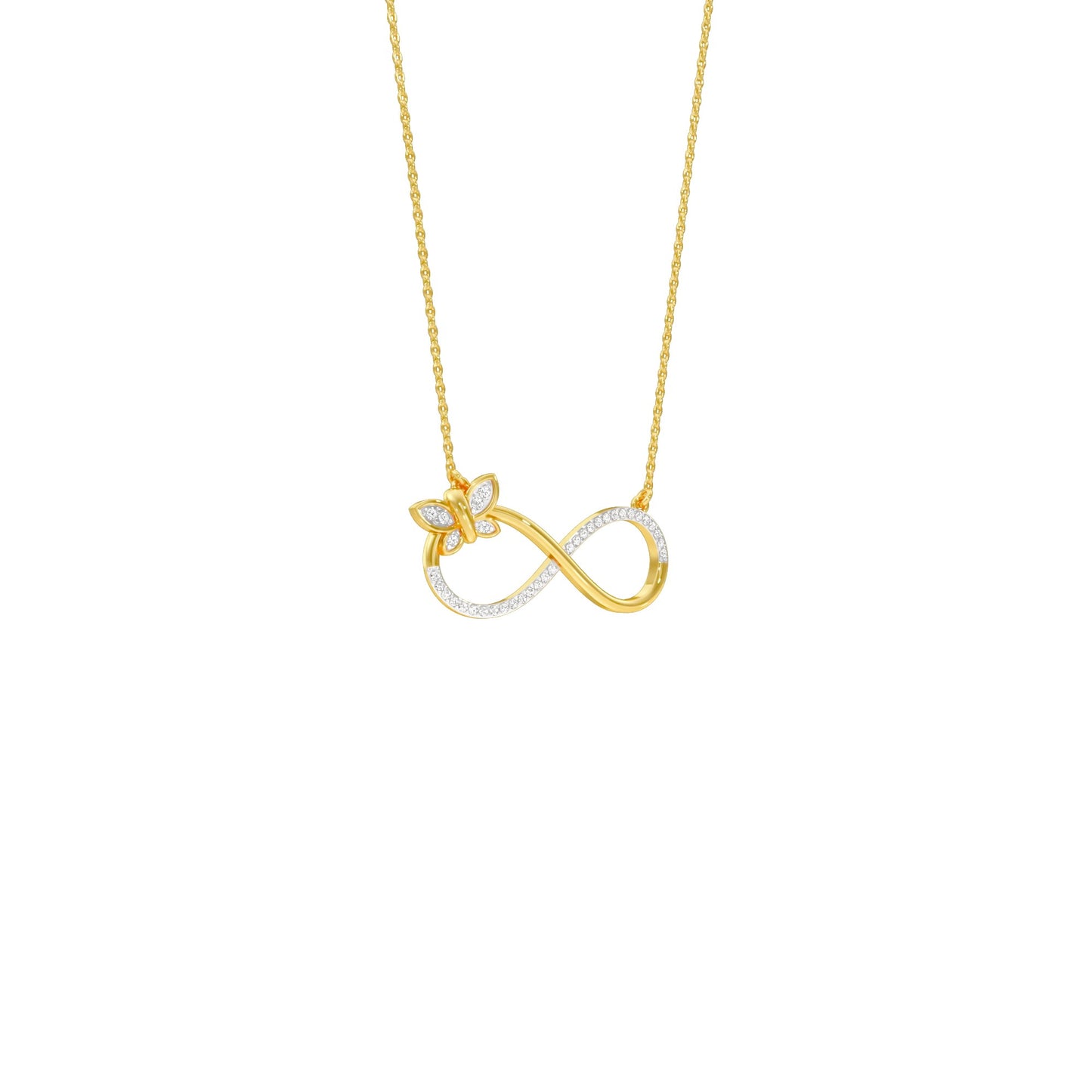 Butterfly Infinity Diamond Pendant 18 KT / Yellow Gold