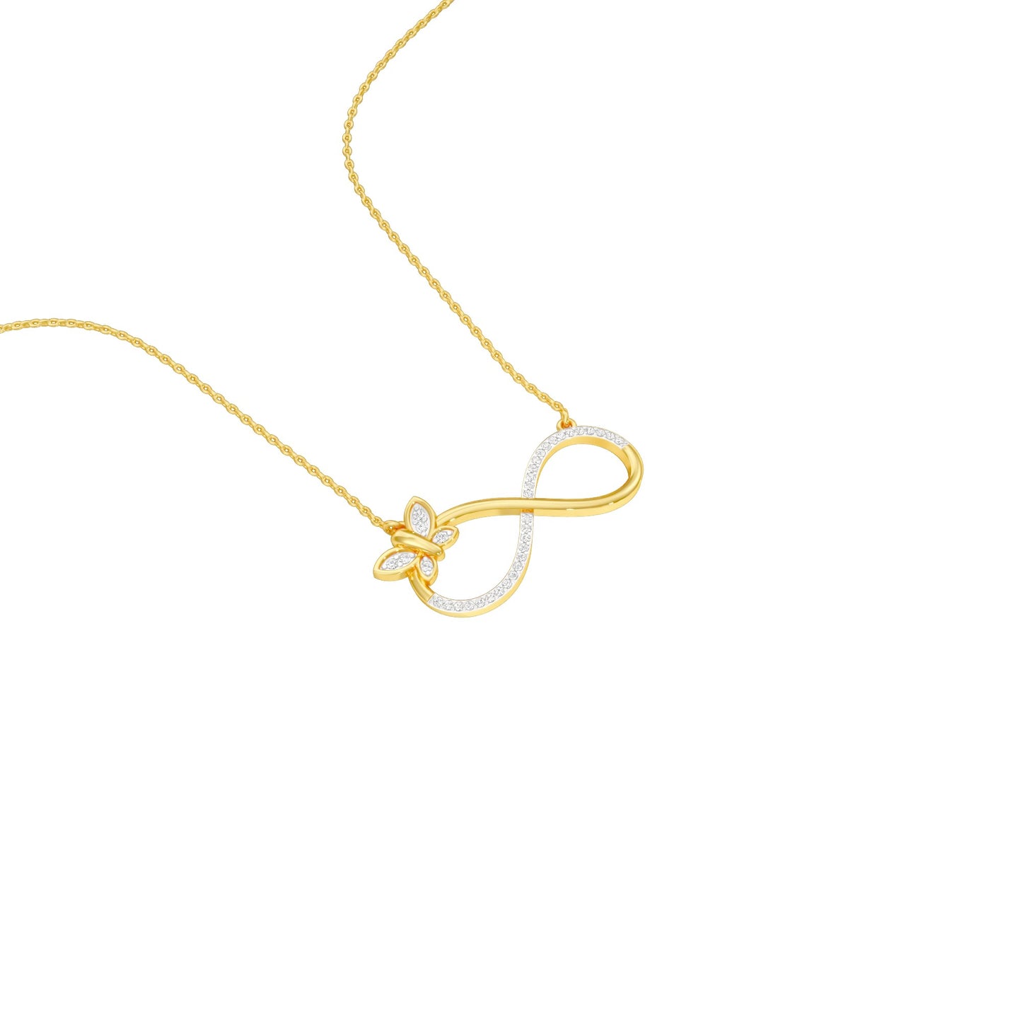 Butterfly Infinity Diamond Pendant 18 KT / Yellow Gold
