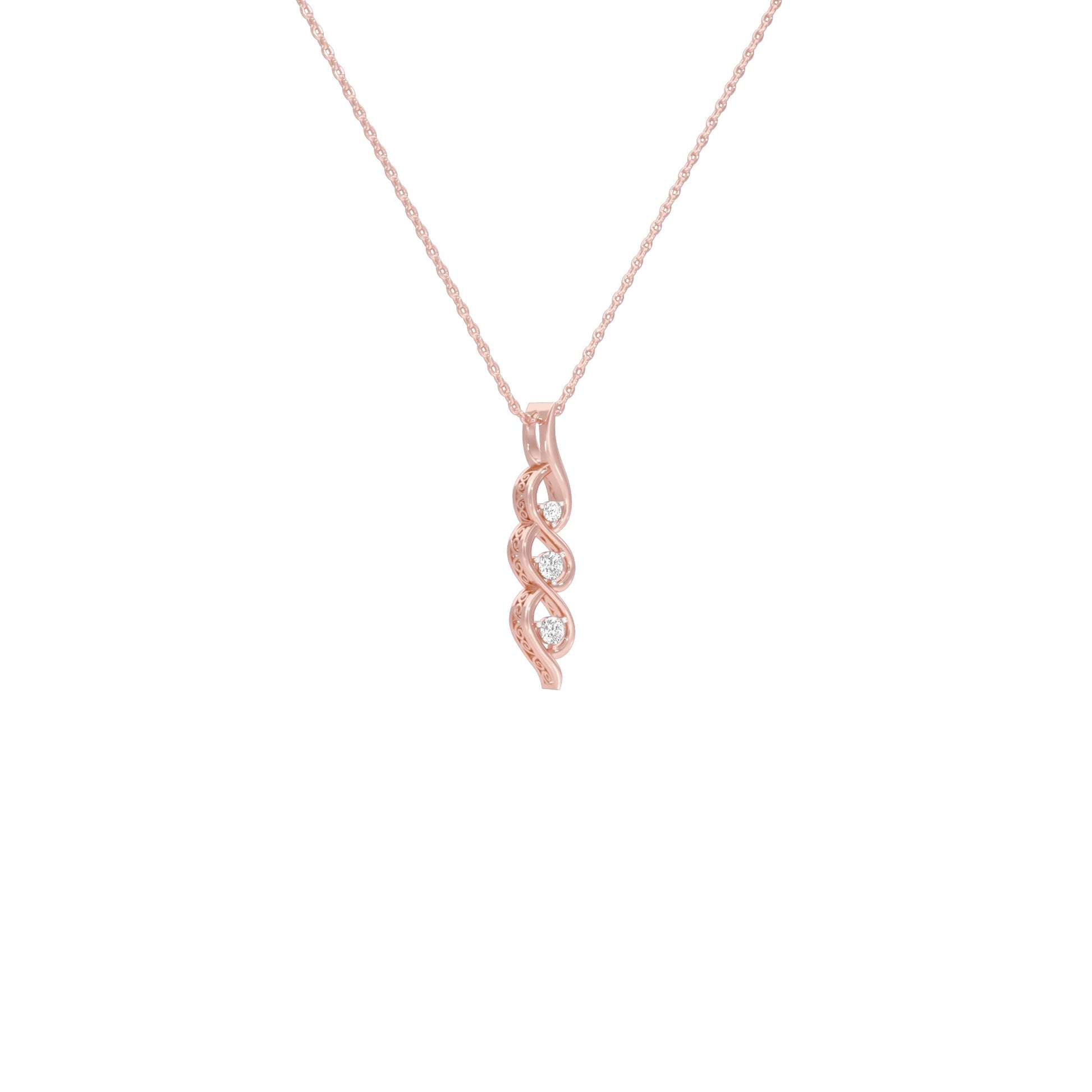 Twisted Flame Diamond Pendant 18 KT / Rose Gold