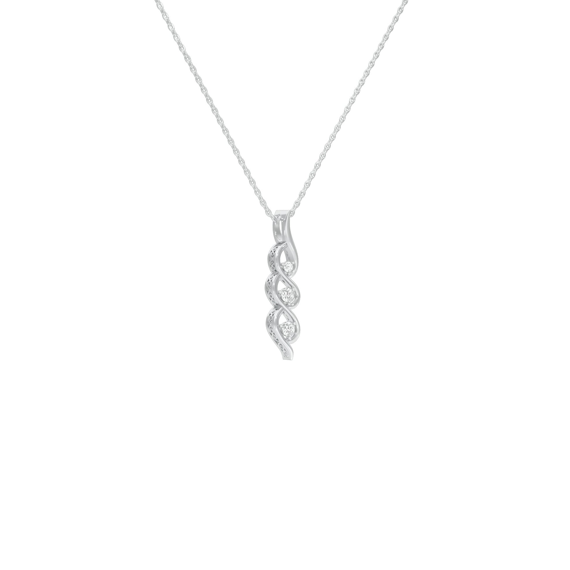 Twisted Flame Diamond Pendant 18 KT / White Gold