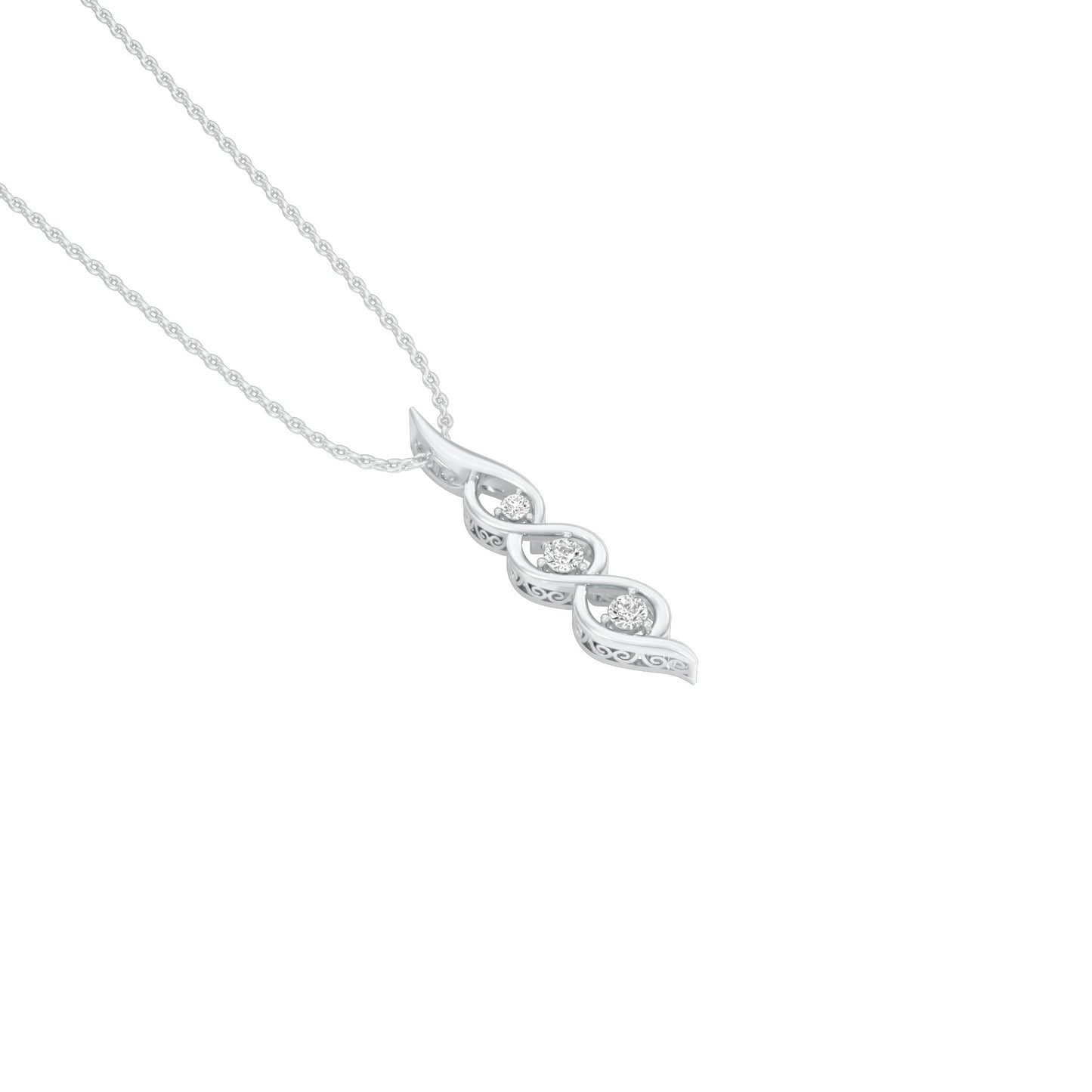 Twisted Flame Diamond Pendant 18 KT / White Gold