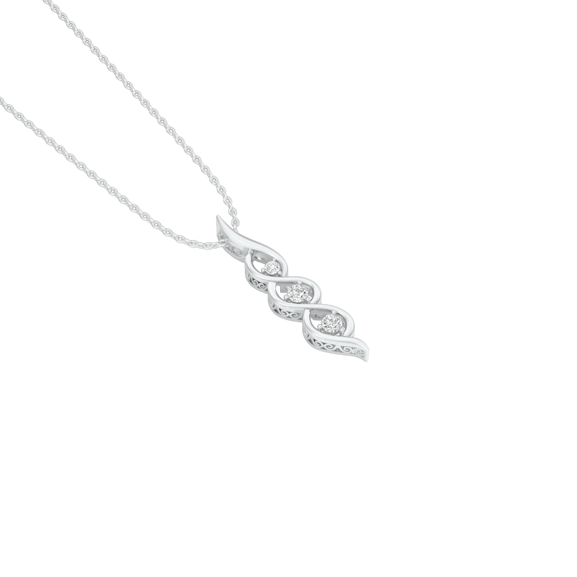 Twisted Flame Diamond Pendant 18 KT / White Gold
