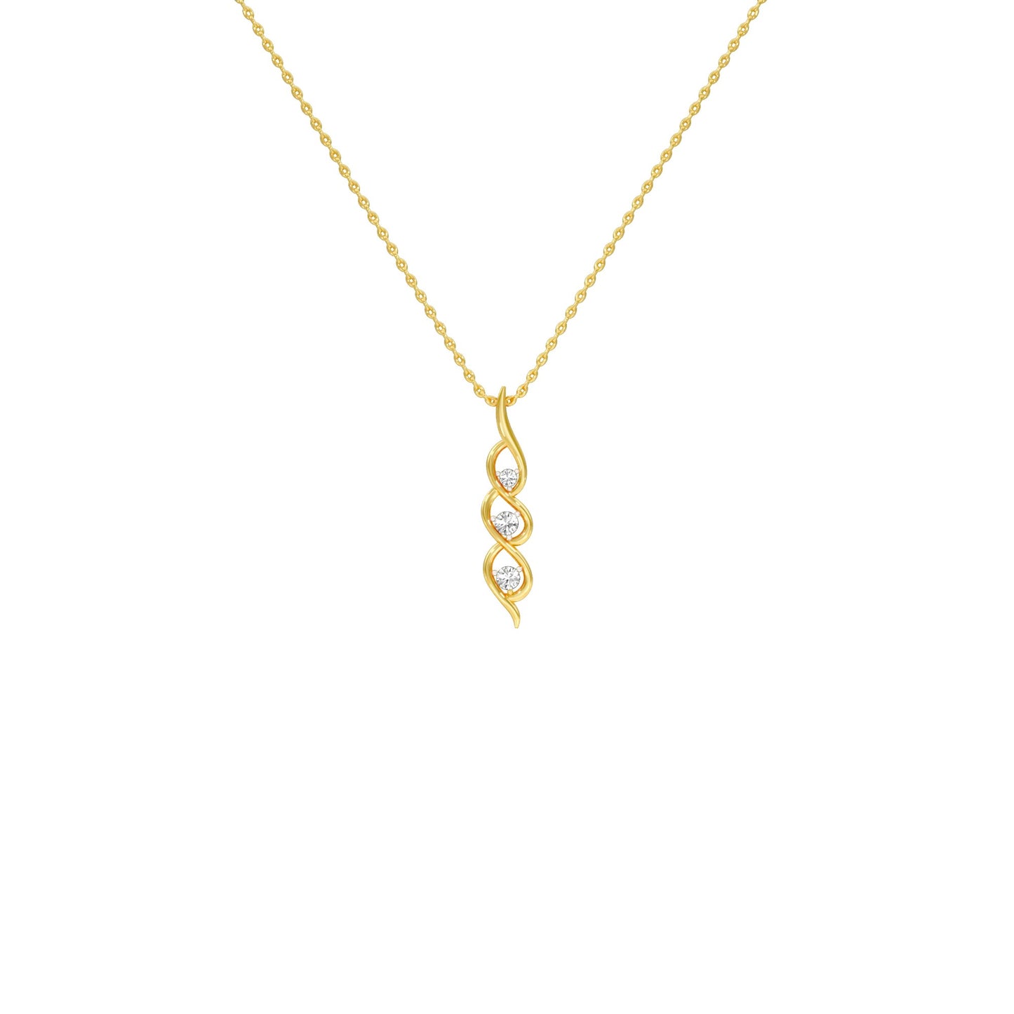 Twisted Flame Diamond Pendant 18 KT / Yellow Gold
