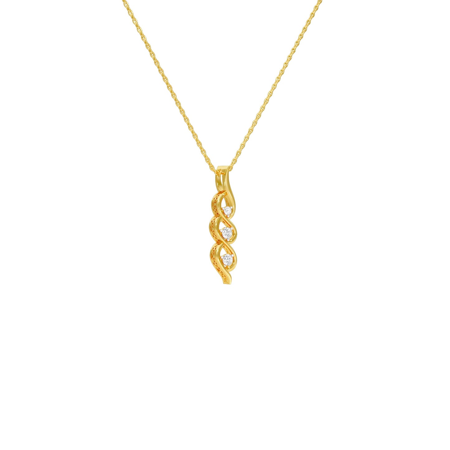 Twisted Flame Diamond Pendant 18 KT / Yellow Gold