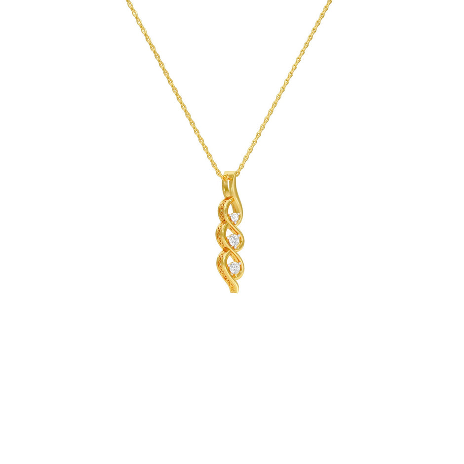 Twisted Flame Diamond Pendant 18 KT / Yellow Gold