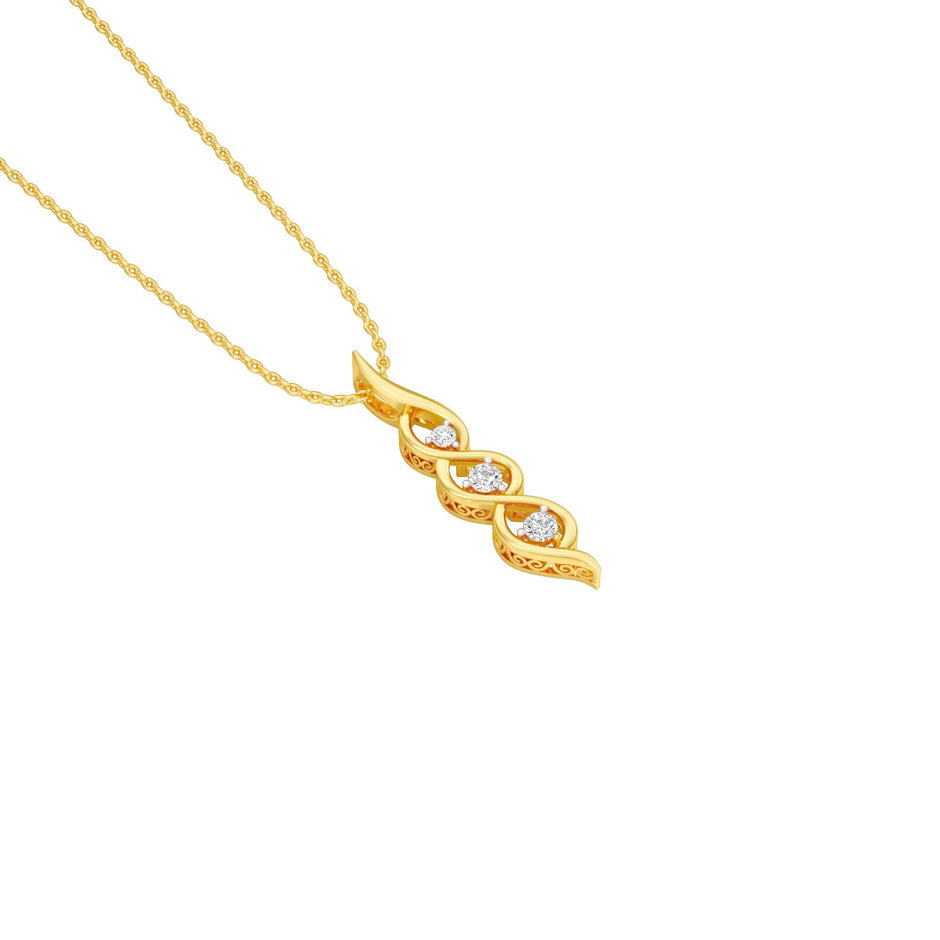 Twisted Flame Diamond Pendant 18 KT / Yellow Gold