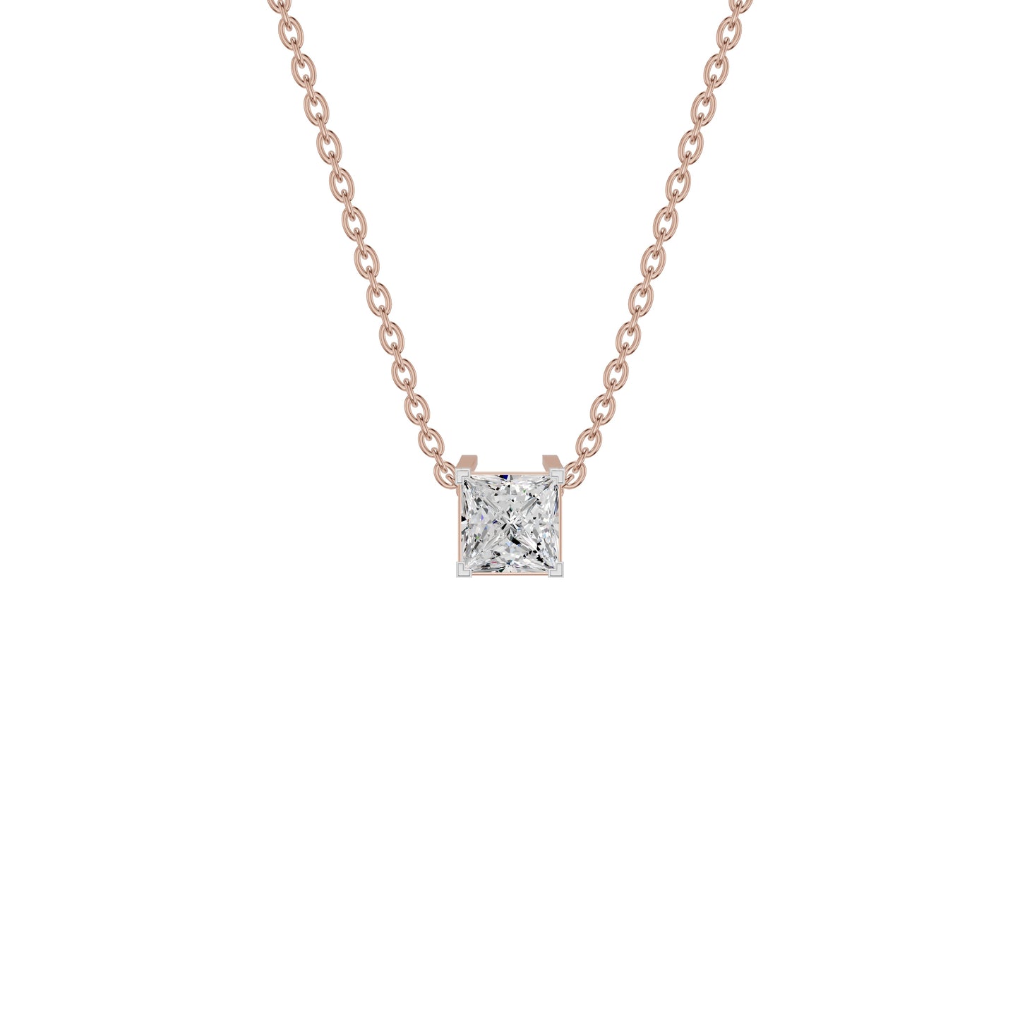 Prism Princess Solitaire Diamond Chain Necklace