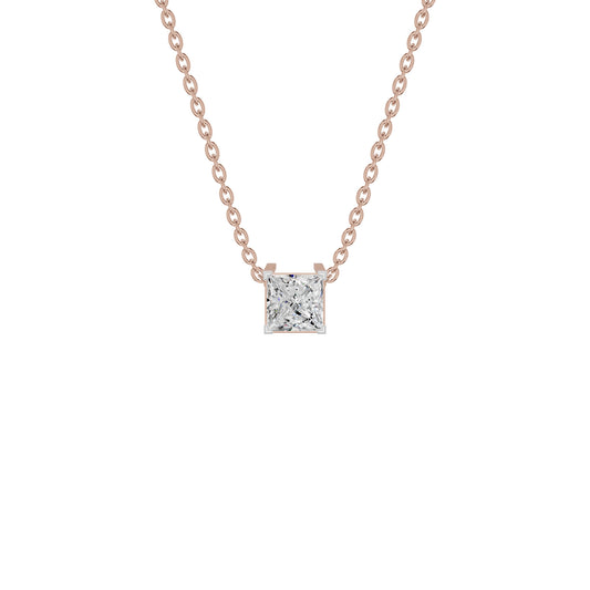 Prism Princess Solitaire Diamond Chain Necklace