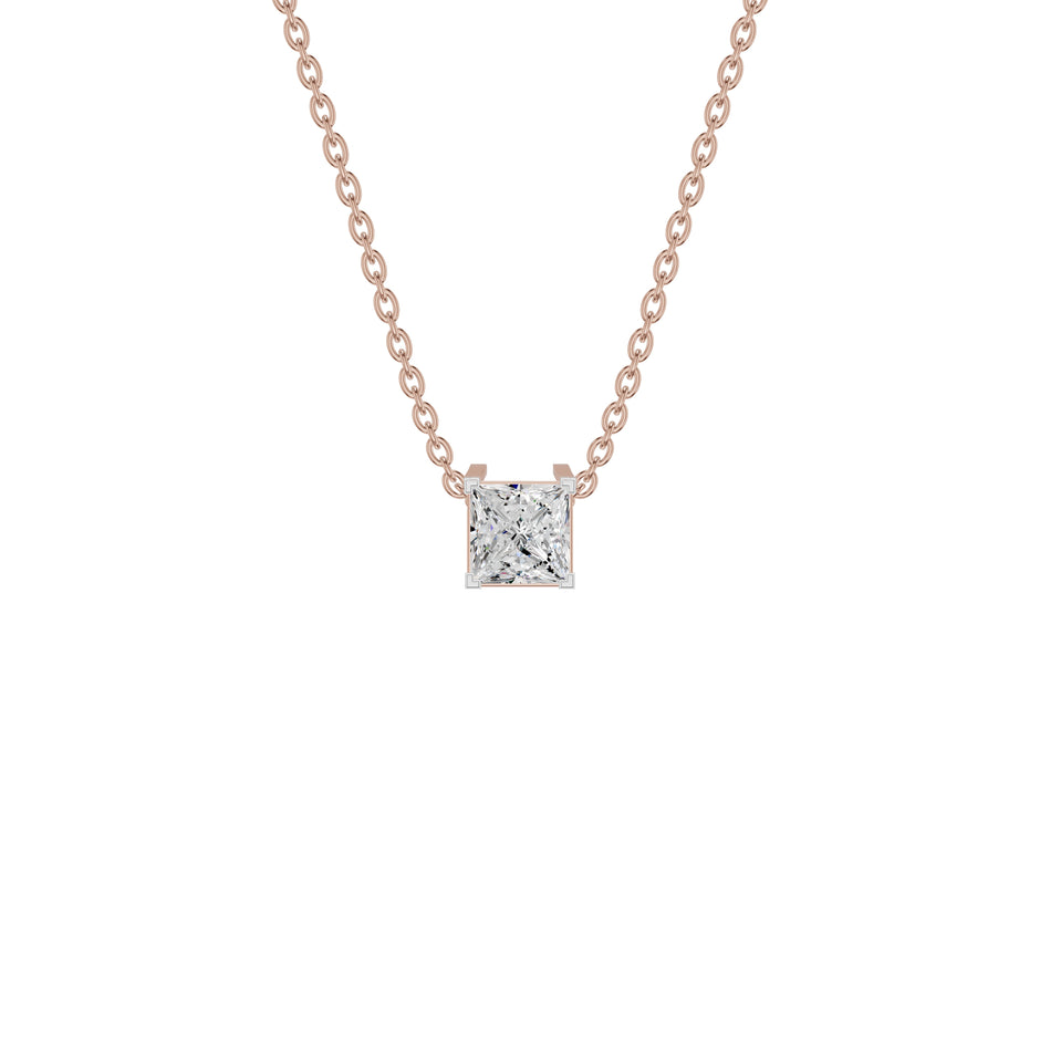 Prism Princess Solitaire Diamond Chain Necklace