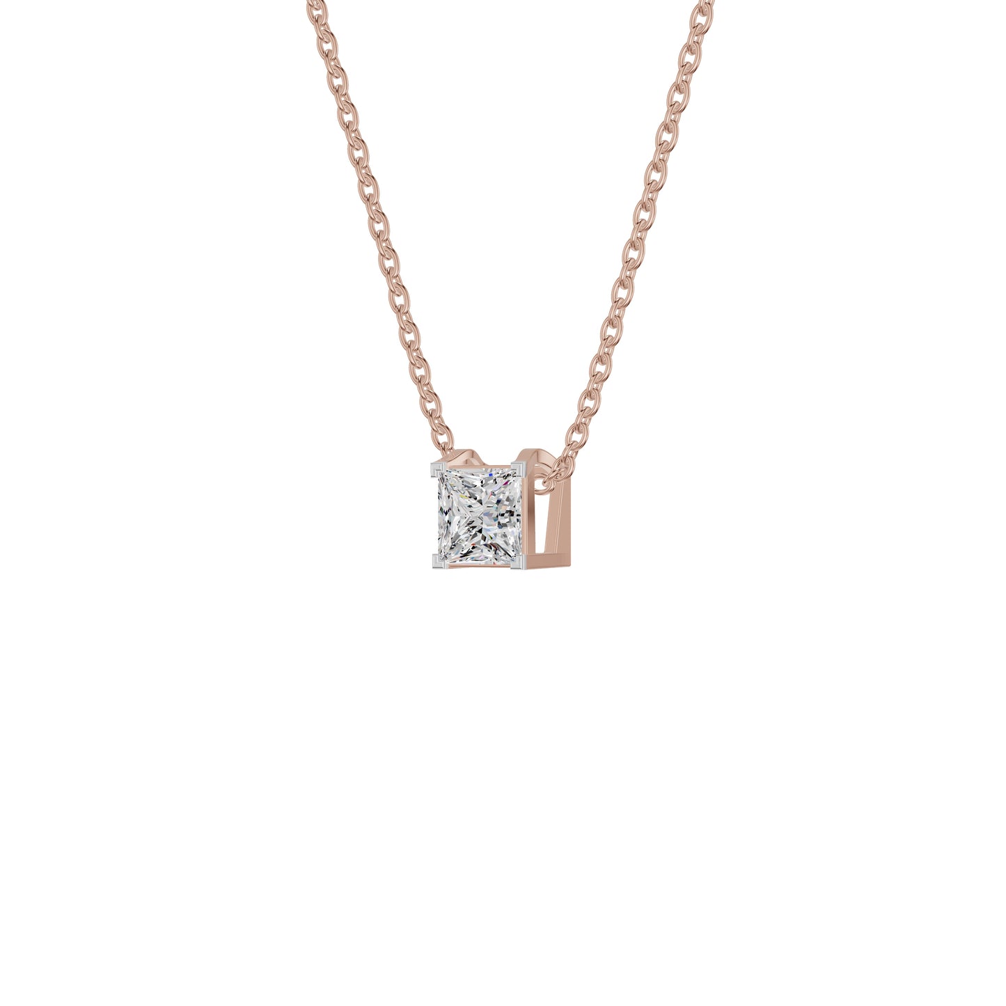 Prism Princess Solitaire Diamond Chain Necklace