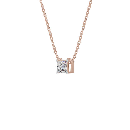 Prism Princess Solitaire Diamond Chain Necklace