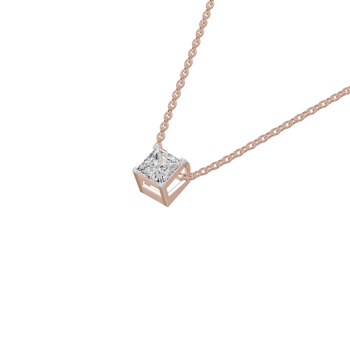 Prism Princess Solitaire Diamond Chain Necklace