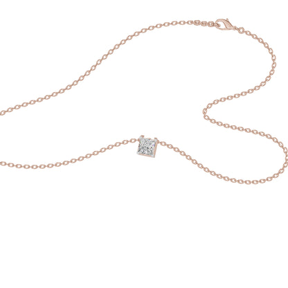 Prism Princess Solitaire Diamond Chain Necklace