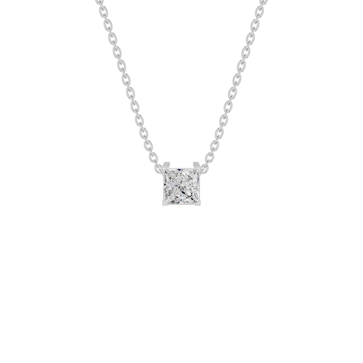 Prism Princess Solitaire Diamond Chain Necklace