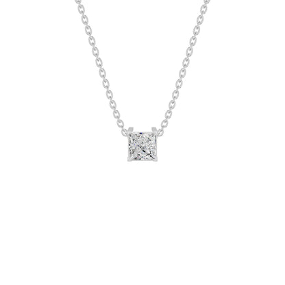 Prism Princess Solitaire Diamond Chain Necklace