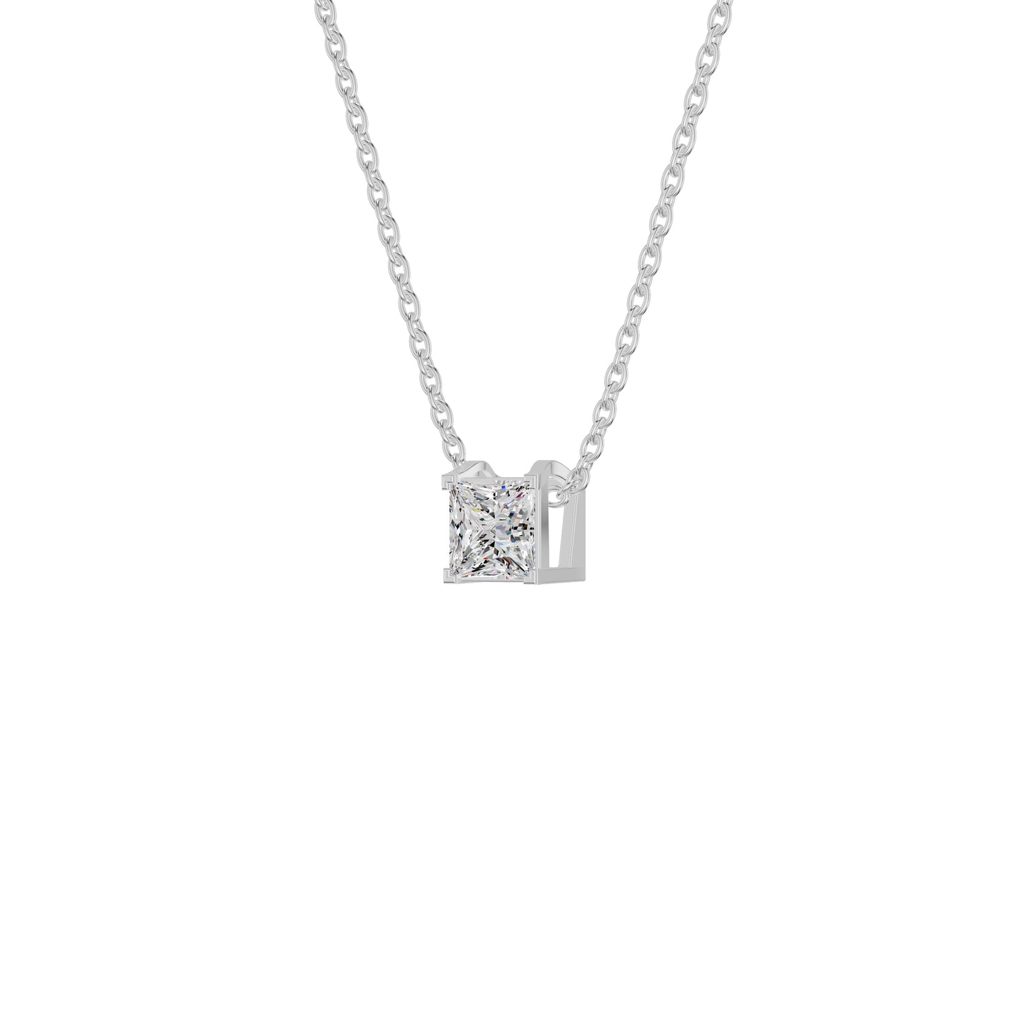 Prism Princess Solitaire Diamond Chain Necklace