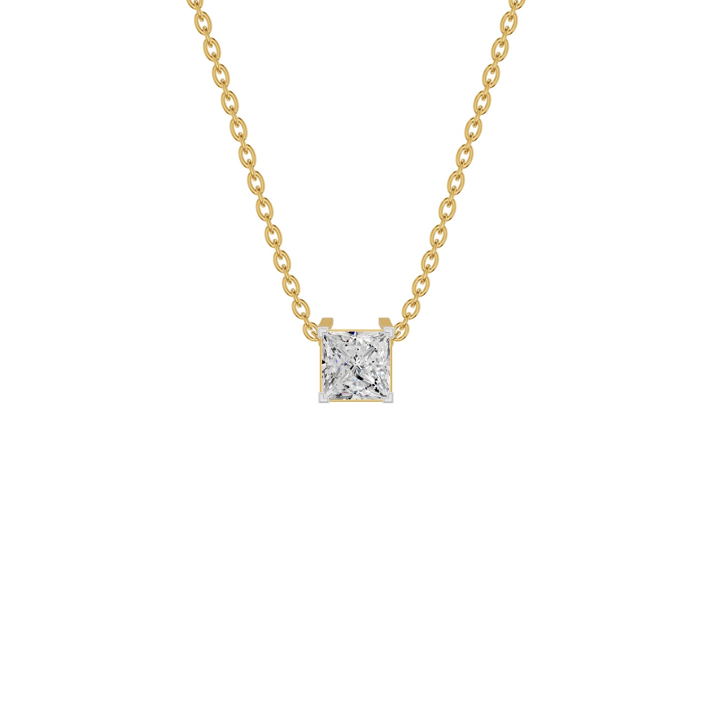 Prism Princess Solitaire Diamond Chain Necklace