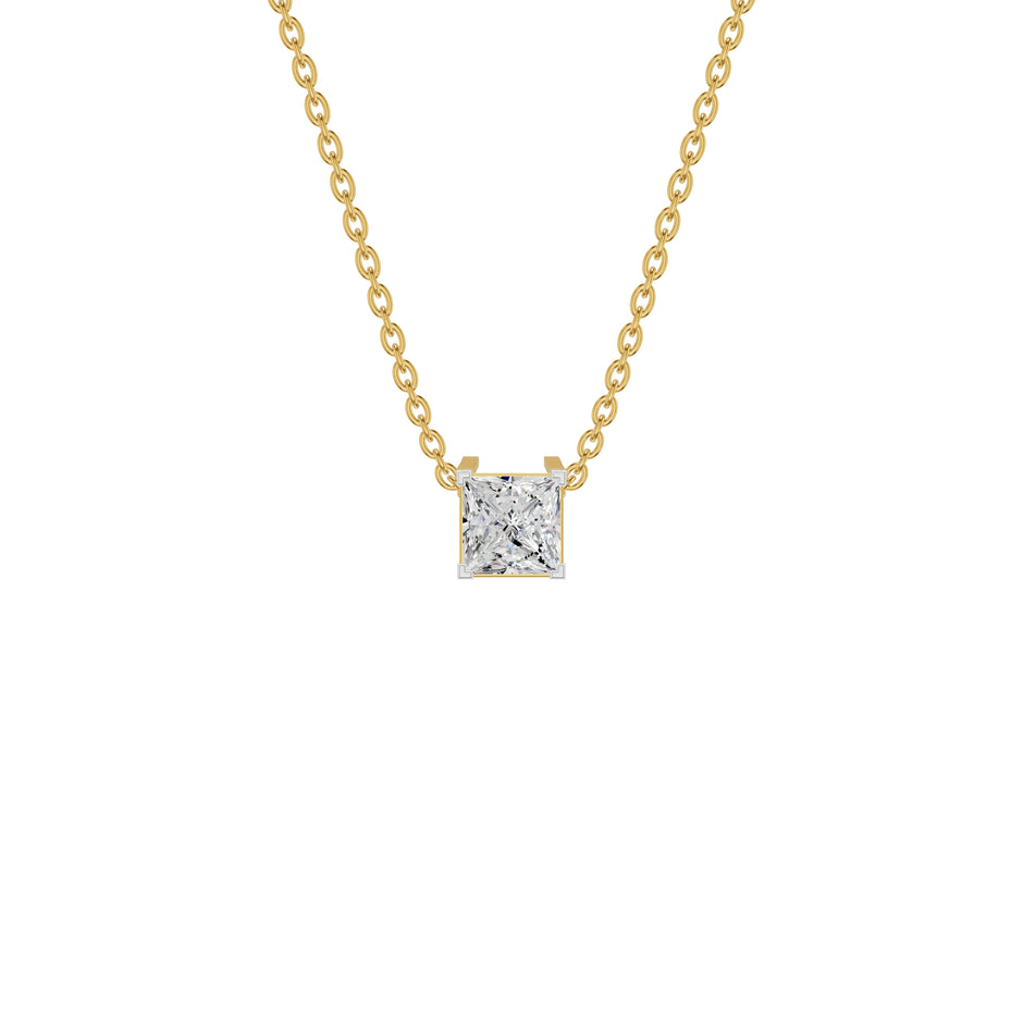Prism Princess Solitaire Diamond Chain Necklace