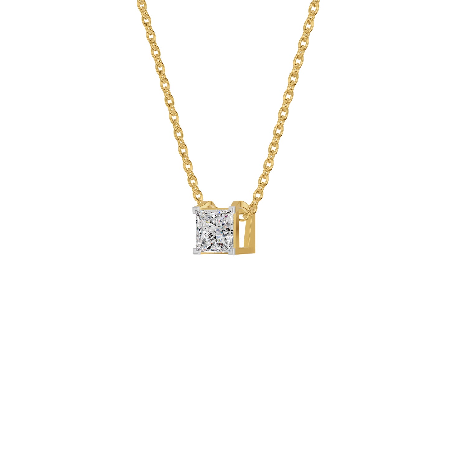 Prism Princess Solitaire Diamond Chain Necklace