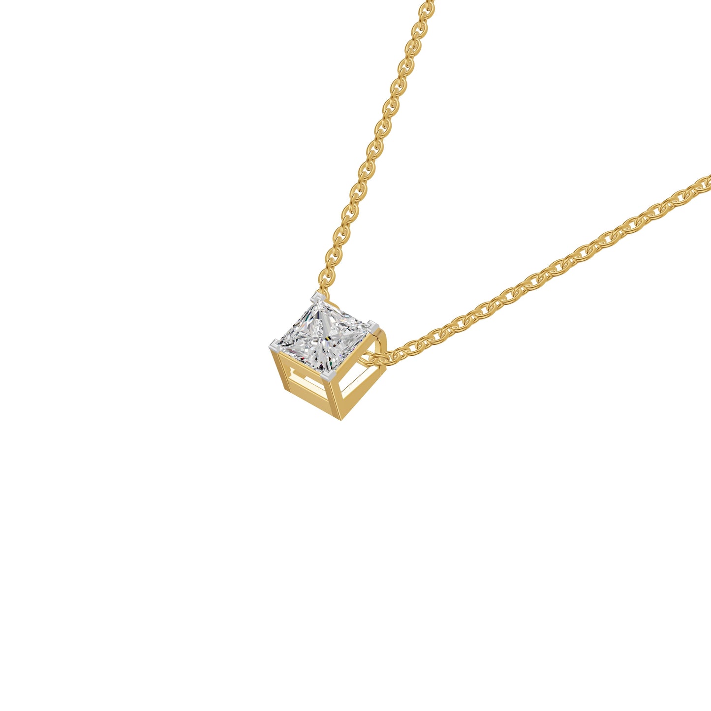 Prism Princess Solitaire Diamond Chain Necklace