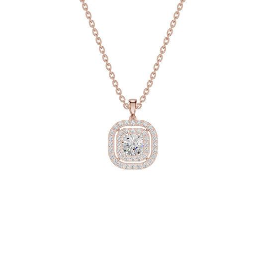 Round Solitaire Ripple Diamond Pendant 18 KT / Rose Gold