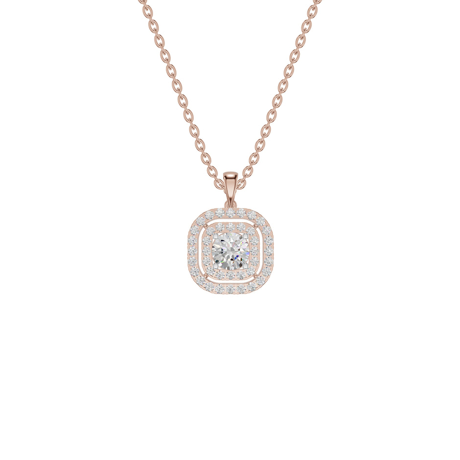 Round Solitaire Ripple Diamond Pendant 18 KT / Rose Gold