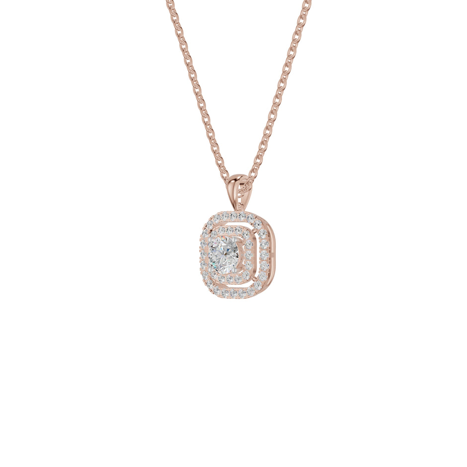 Round Solitaire Ripple Diamond Pendant 18 KT / Rose Gold