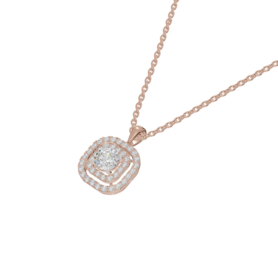 Round Solitaire Ripple Diamond Pendant 18 KT / Rose Gold