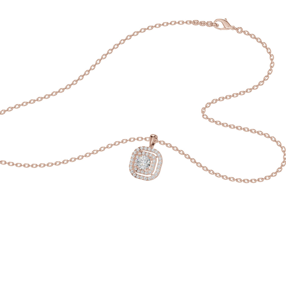 Round Solitaire Ripple Diamond Pendant 18 KT / Rose Gold