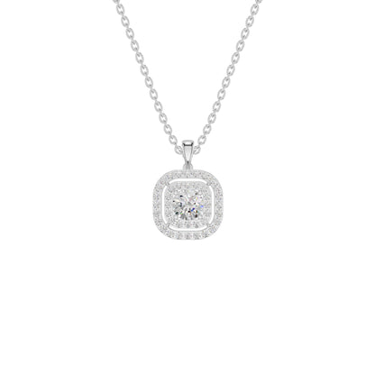 Round Solitaire Ripple Diamond Pendant 18 KT / White Gold