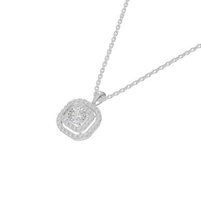 Round Solitaire Ripple Diamond Pendant 18 KT / White Gold