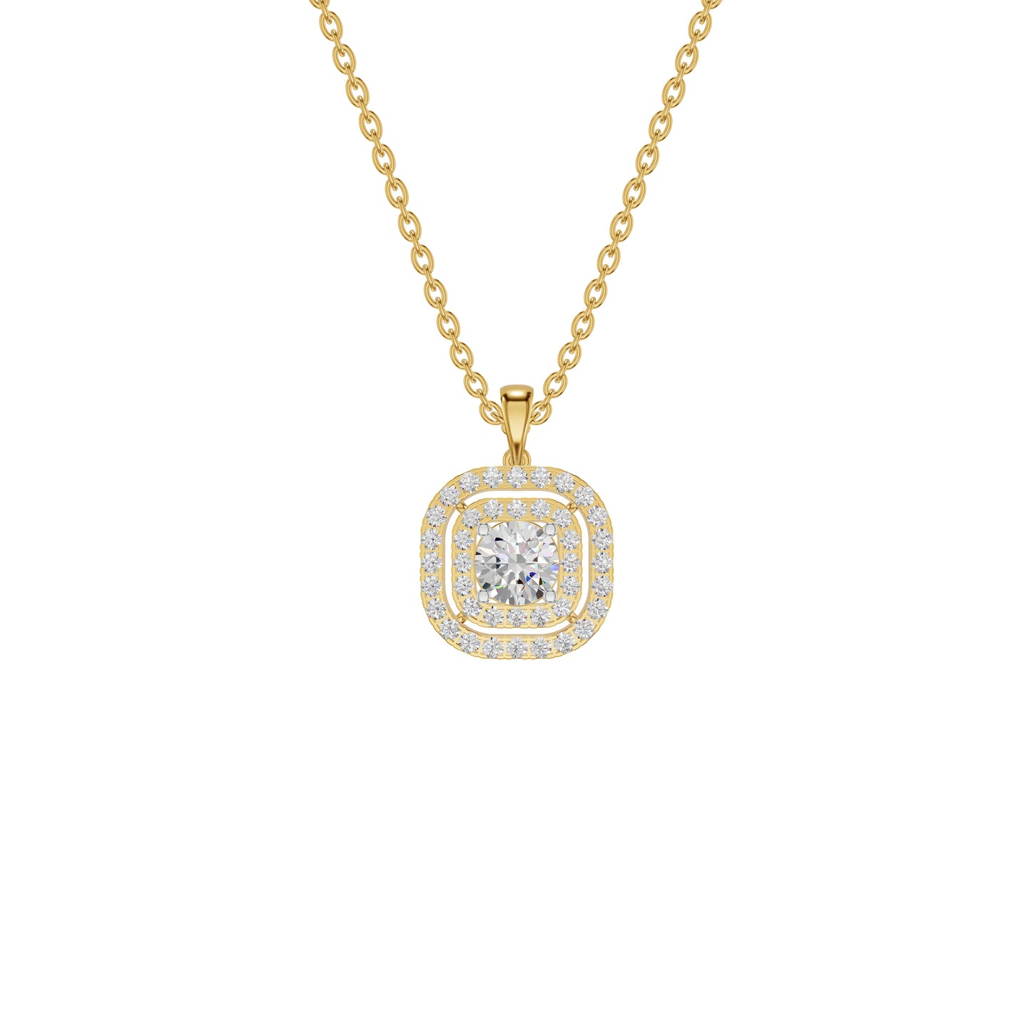 Round Solitaire Ripple Diamond Pendant 18 KT / Yellow Gold