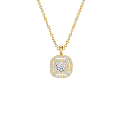 Round Solitaire Ripple Diamond Pendant 18 KT / Yellow Gold