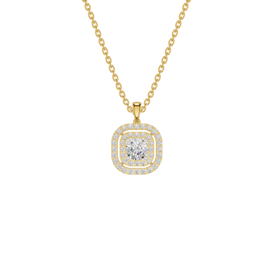 Round Solitaire Ripple Diamond Pendant 18 KT / Yellow Gold