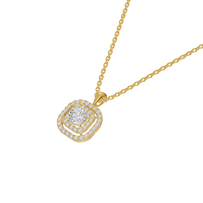 Round Solitaire Ripple Diamond Pendant 18 KT / Yellow Gold