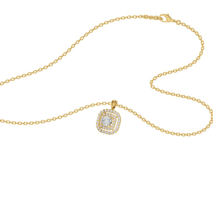 Round Solitaire Ripple Diamond Pendant 18 KT / Yellow Gold