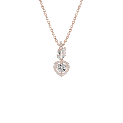 Petal & Pave Heart Diamond Pendant 18 KT / Rose Gold