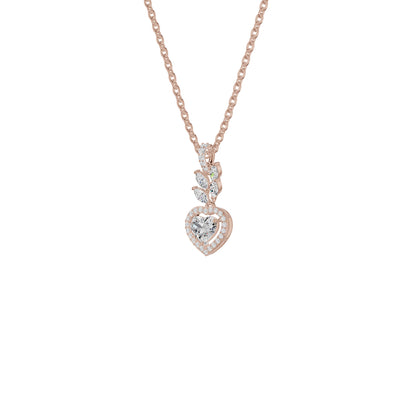 Petal & Pave Heart Diamond Pendant 18 KT / Rose Gold