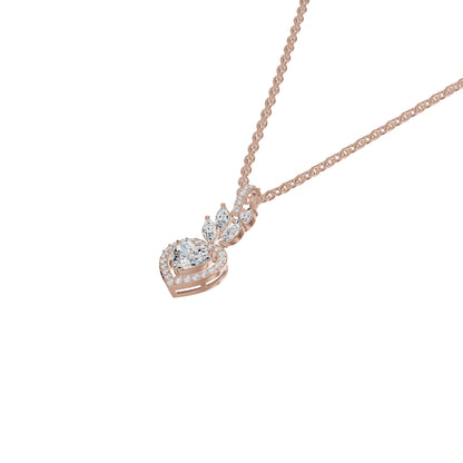 Petal & Pave Heart Diamond Pendant 18 KT / Rose Gold