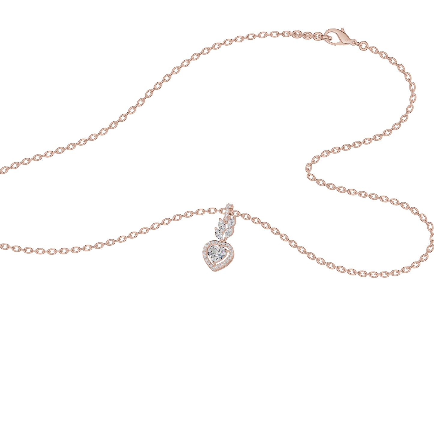 Petal & Pave Heart Diamond Pendant 18 KT / Rose Gold