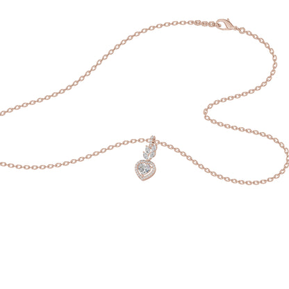 Petal & Pave Heart Diamond Pendant 18 KT / Rose Gold