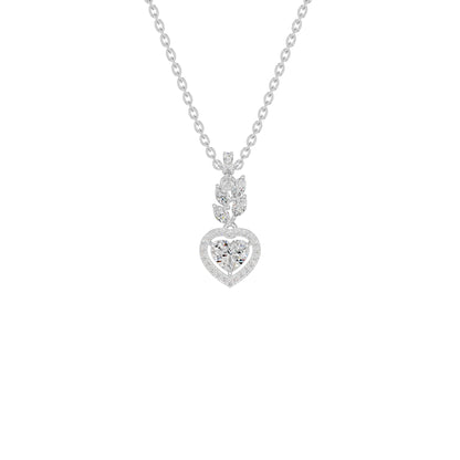 Petal & Pave Heart Diamond Pendant 18 KT / White Gold