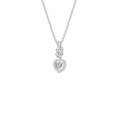 Petal & Pave Heart Diamond Pendant 18 KT / White Gold