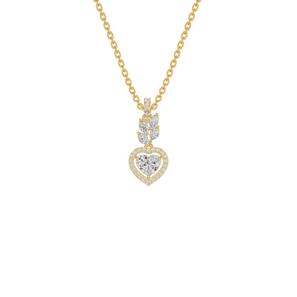 Petal & Pave Heart Diamond Pendant 18 KT / Yellow Gold