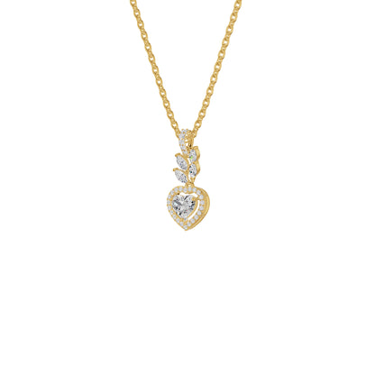 Petal & Pave Heart Diamond Pendant 18 KT / Yellow Gold