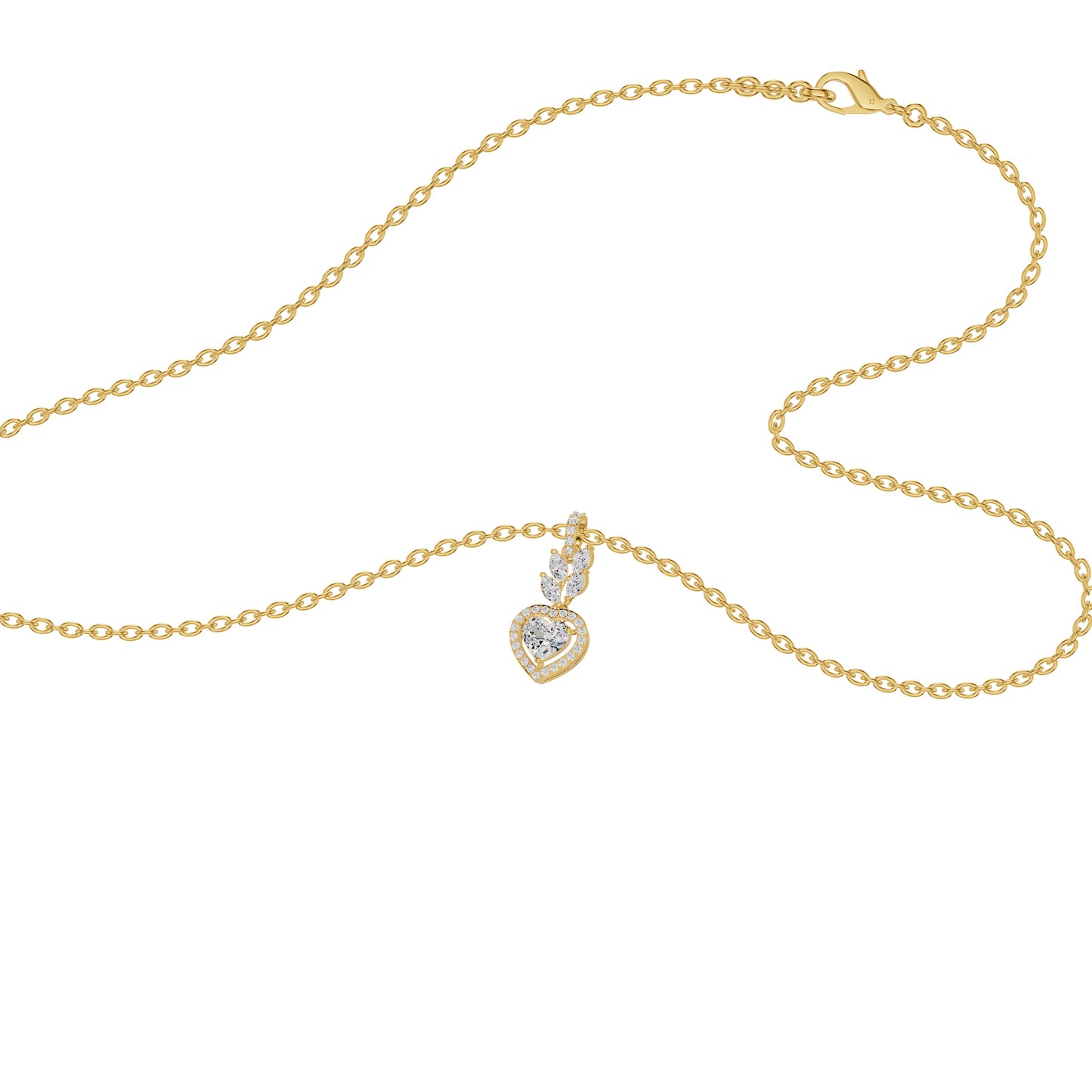 Petal & Pave Heart Diamond Pendant 18 KT / Yellow Gold